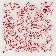 Scandinavian Christmas Ornament Corner (Redwork) - Image 3