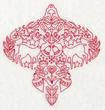 Scandinavian Christmas Ornament (Redwork) - Image 4