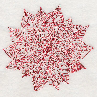 Scandinavian Christmas Poinsettia (Redwork) - Image 4