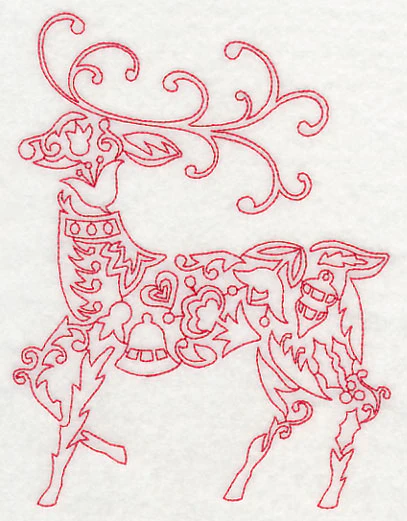 Scandinavian Christmas Reindeer (Redwork) - Image 2