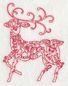 Scandinavian Christmas Reindeer (Redwork) - Image 5
