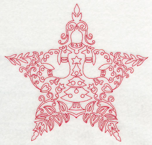 Scandinavian Christmas Star (Redwork) - Image 2