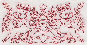 Scandinavian Christmas Tree Border (Redwork) - Image 4