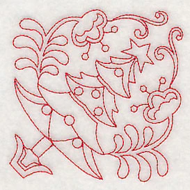 Scandinavian Christmas Tree Corner (Redwork) - Image 2