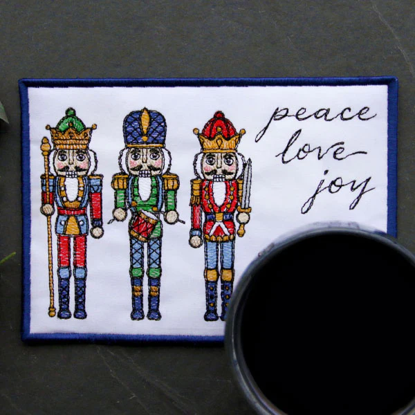 Season's Greetings Nutcracker Mug Rug (In-the-Hoop) - Image 7