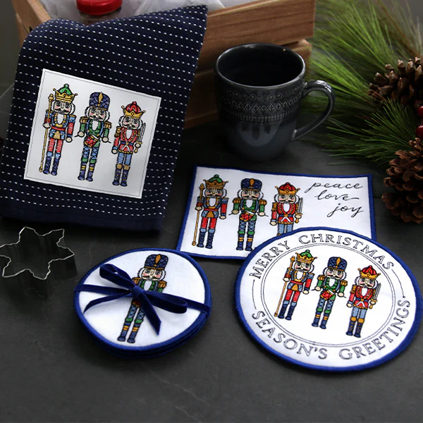 Season's Greetings Nutcracker Mug Rug (In-the-Hoop) - Image 9