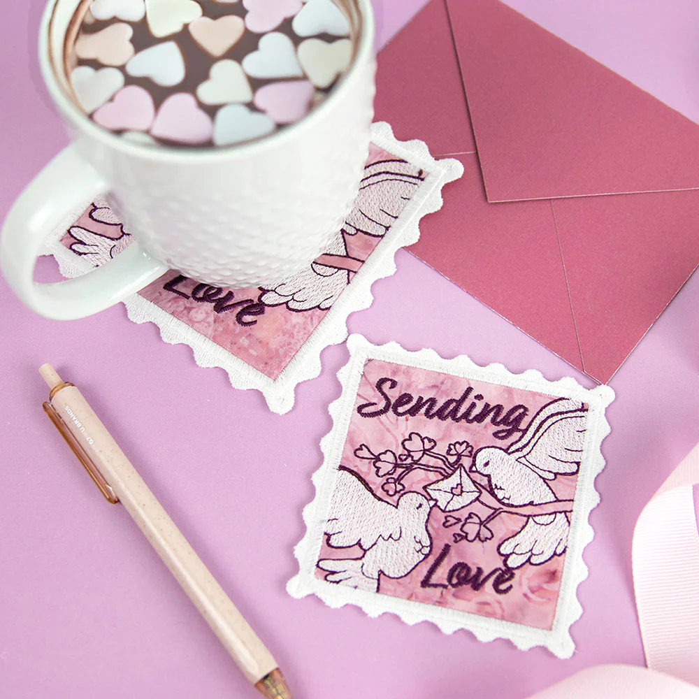 Sending Love Stamp Coaster (In-the-Hoop) - Image 3