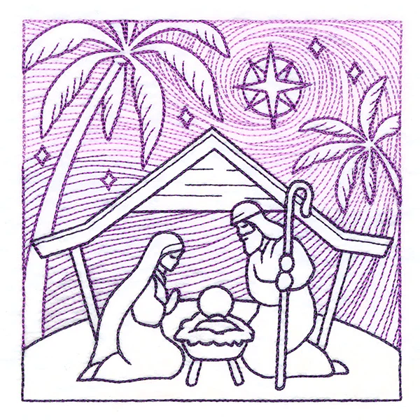 Serene Nativity Scene Square (Trapunto) - Image 7