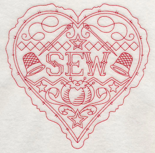 Sew Heart (Redwork) - Image 2