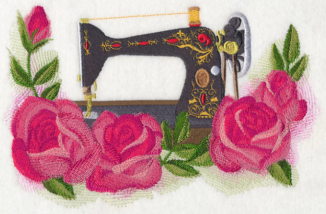 Sewing Machine with Roses in Watercolor - Image 2