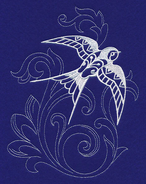 Shabby Chic Swallow Spray (Whitework) - Image 2