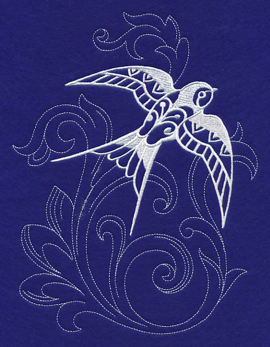 Shabby Chic Swallow Spray (Whitework) - Image 4