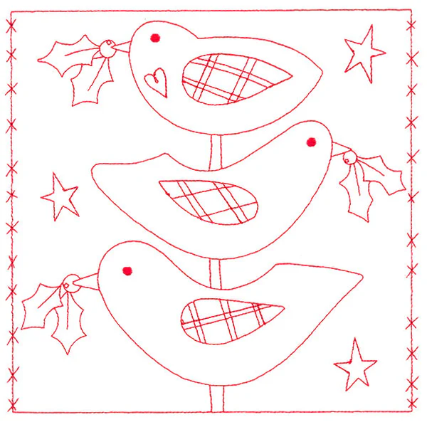 Simply Sweet Christmas - Birds (Redwork)