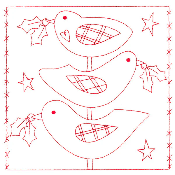 Simply Sweet Christmas - Birds (Redwork) - Image 2