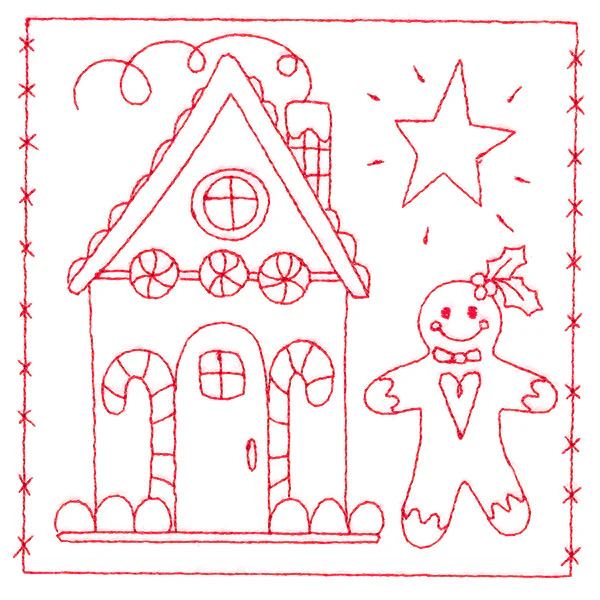 Simply Sweet Christmas - Gingerbread House (Redwork) - Image 4