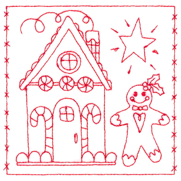 Simply Sweet Christmas - Gingerbread House (Redwork) - Image 5