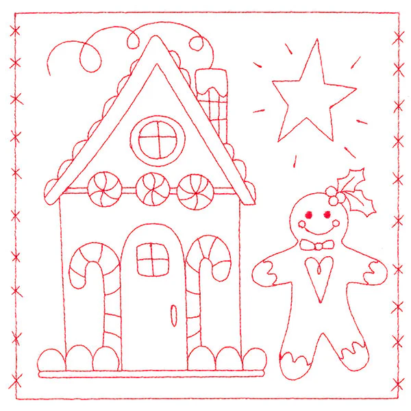 Simply Sweet Christmas - Gingerbread House (Redwork) - Image 6