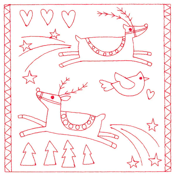 Simply Sweet Christmas - Reindeer (Redwork) - Image 2