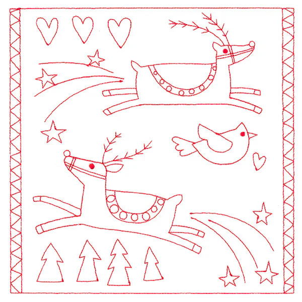 Simply Sweet Christmas - Reindeer (Redwork) - Image 6