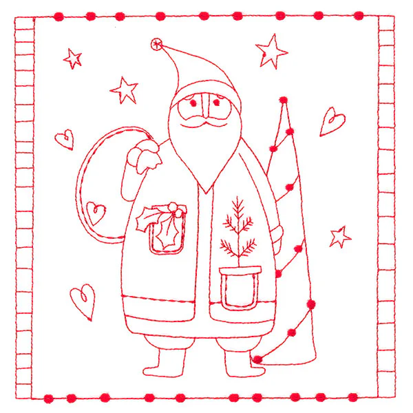 Simply Sweet Christmas - Santa (Redwork) - Image 2