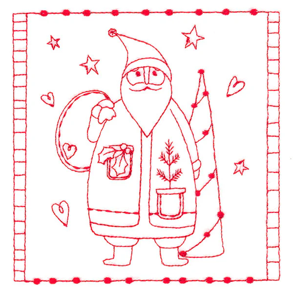 Simply Sweet Christmas - Santa (Redwork) - Image 4