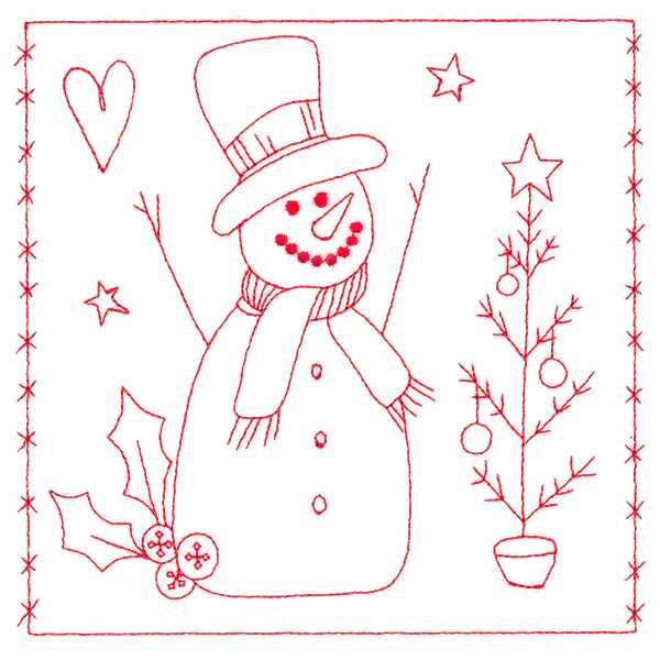 Simply Sweet Christmas - Snowman (Redwork) - Image 5