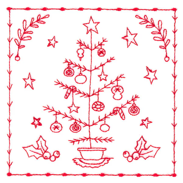 Simply Sweet Christmas - Tree (Redwork) - Image 5