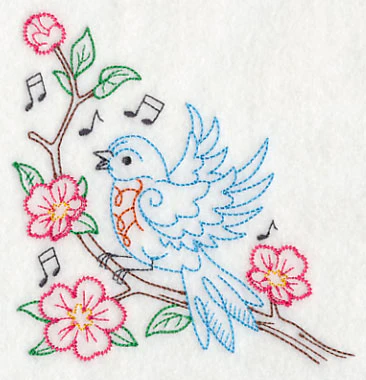 Singing Bluebird on Branch 1 (Vintage) - Image 4