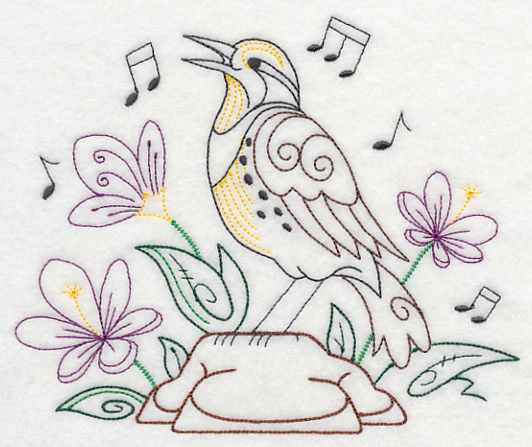 Singing Meadowlark on Rock 2 (Vintage) - Image 2