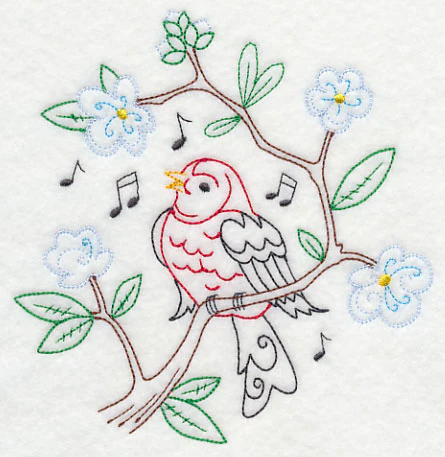 Singing Scarlet Tanager on Branch 2 (Vintage) - Image 2