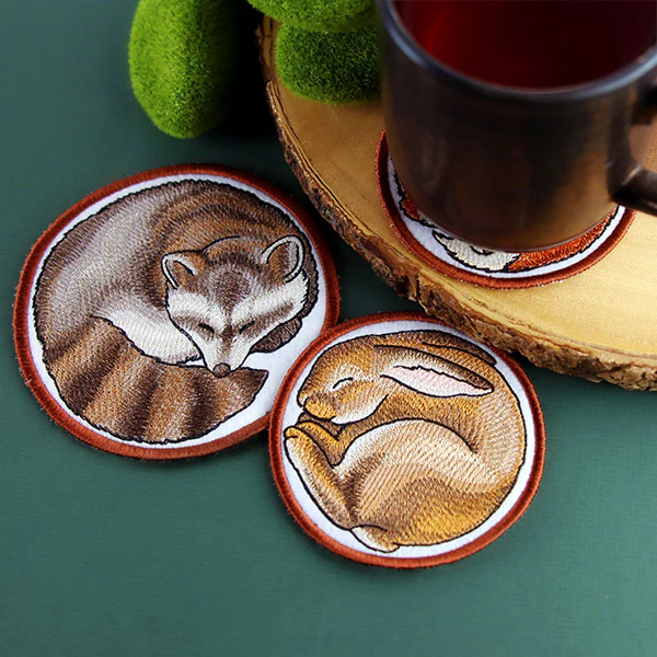 Sleeping Animal Coaster - Raccoon (In-the-Hoop) - Image 8