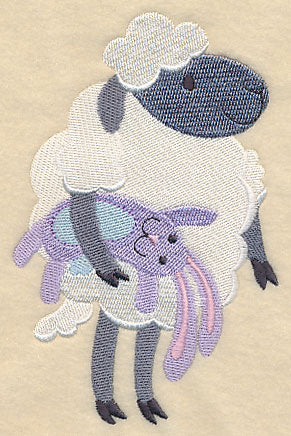 Sleepy Sheep with Stuffed Bunny - Image 3