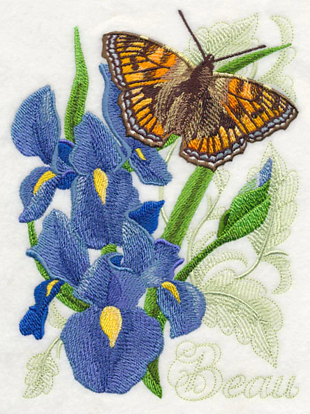 Small Tortoiseshell Butterfly and Irises - Image 2
