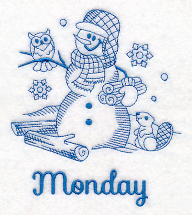 Snowman on Monday (Bluework) - Image 3