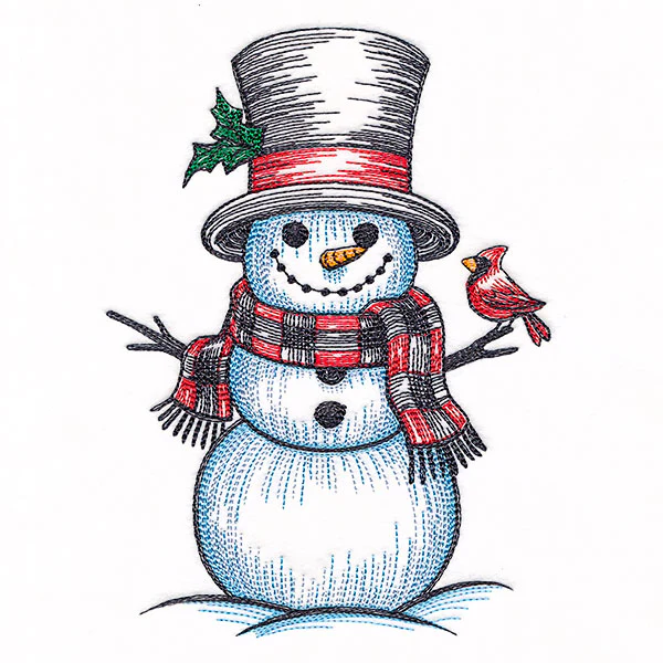 Snowman with Cardinal Etching - Image 3