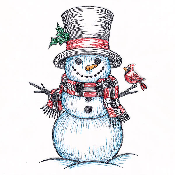 Snowman with Cardinal Etching - Image 4