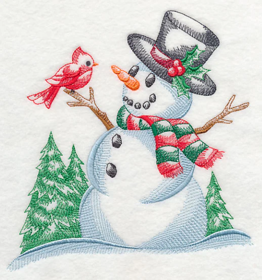 Snowman with Feathered Friend (Toile) - Image 3