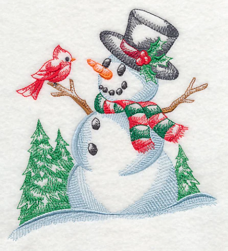 Snowman with Feathered Friend (Toile) - Image 5