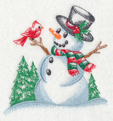 Snowman with Feathered Friend (Toile) - Image 7