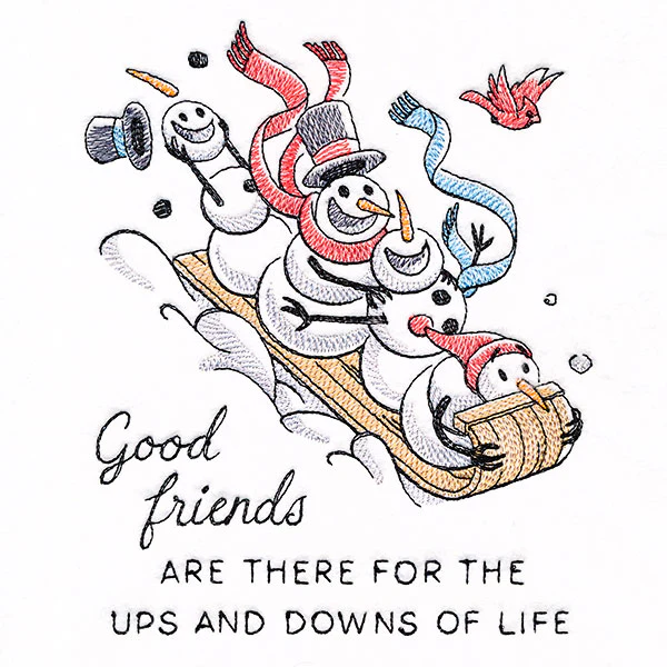 Snowmen Sledding Friends - Image 2