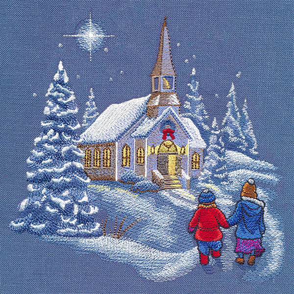 Snowy Christmas Church Scene - Image 3