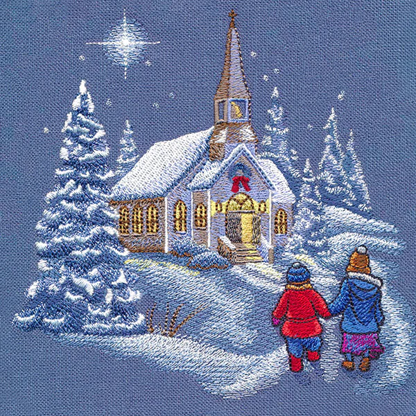 Snowy Christmas Church Scene - Image 5