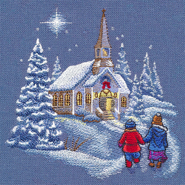 Snowy Christmas Church Scene - Image 7