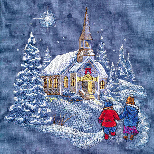 Snowy Christmas Church Scene - Image 9
