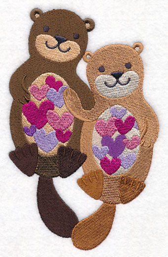 Snuggling Otter Couple - Image 2