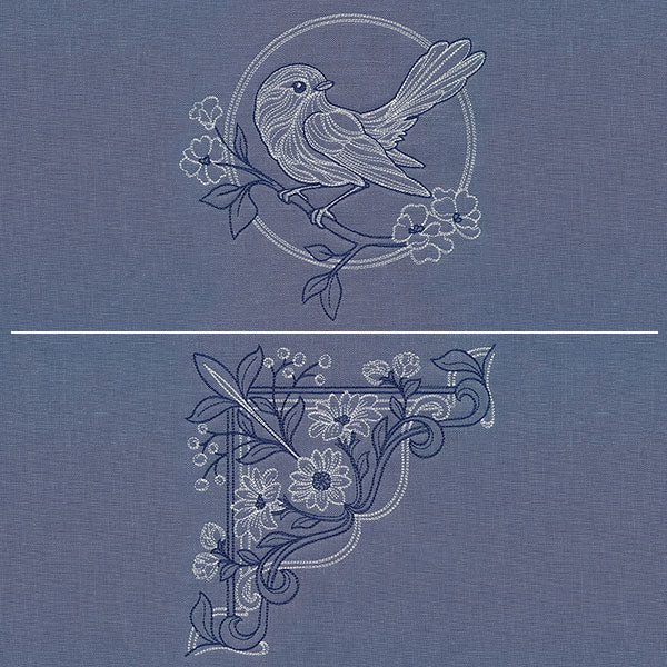 Sparrow & Flowers Pillow Pair - Image 19