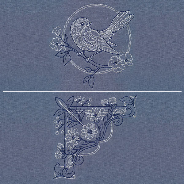 Sparrow & Flowers Pillow Pair - Image 4