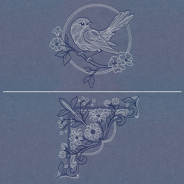 Sparrow & Flowers Pillow Pair - Image 64