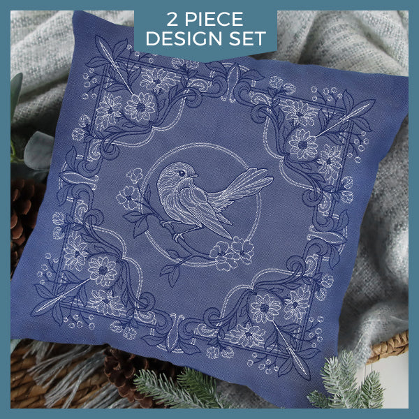 Sparrow & Flowers Pillow Pair - Image 68