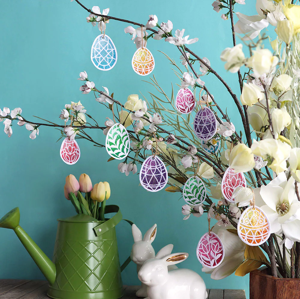 Spring Tulips Easter Egg Ornament (Lace) - Image 3